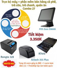 Combo 27. Trọn bộ máy + phần mềm bán hàng cà phê, trà sữa, trà chanh, quán ăn